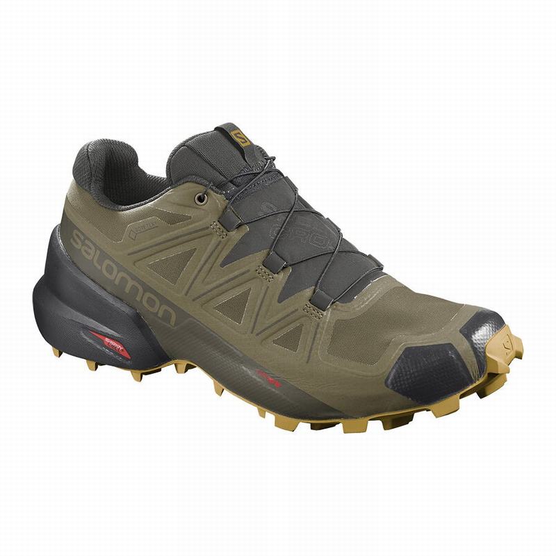 Chaussures De Trail Running Salomon Homme Vert Olive - Salomon SPEEDCROSS 5 GORE-TEX - France (8356-